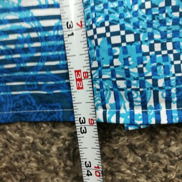 Robert Graham Shirt Paisley Plaid L/S Button Up Flip Cuff Blue Mens 2XL - Picture 10 of 12